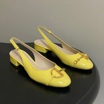 GG 26SS Big D Half Horsebit Mary Jane Yellow Patent Leather 593503