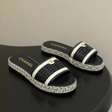 CC 26S Platform Slippers Black Cowhide 649461