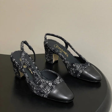 CC 26S Slingback 65 Black Tweed Sheepskin 649418