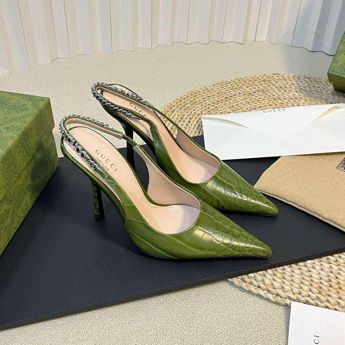 GG Women's High Heels Green Juniper