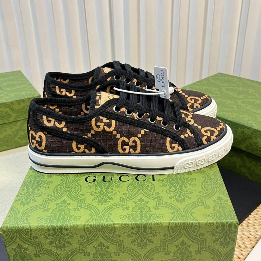 GG Tennis 1977 Ripstop Sneakers Black Brown Caro