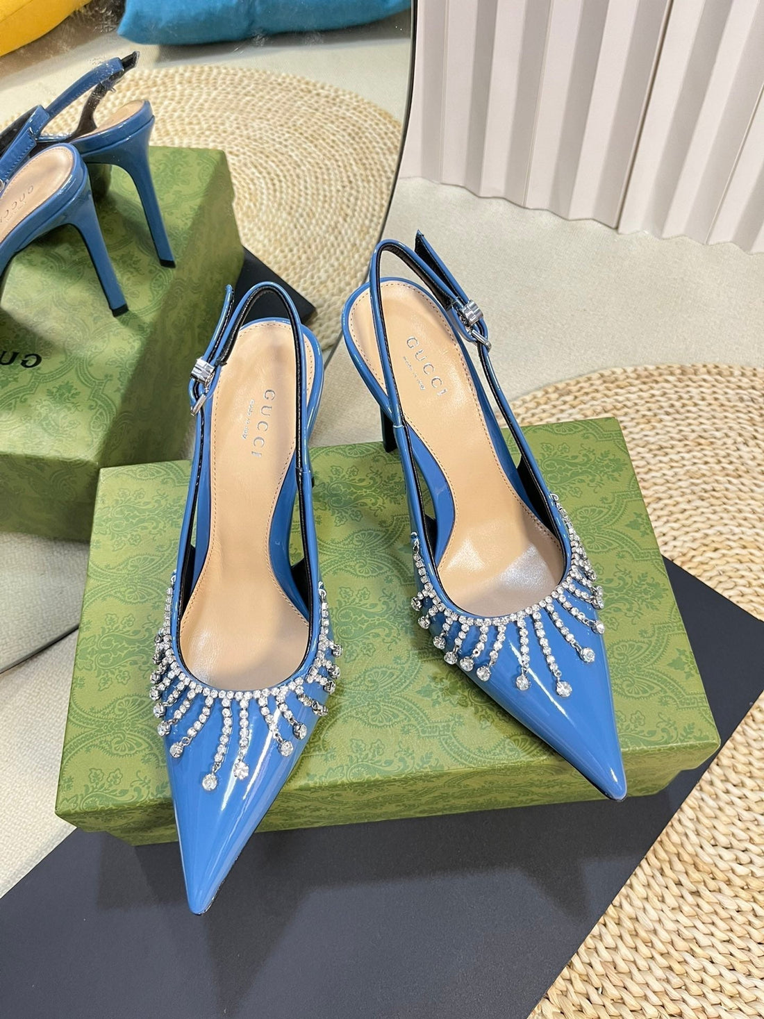 Gc Embellished Slingback Blue Patent Leather 294621