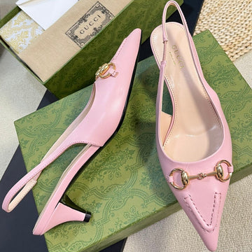 Gc Horsebit Slingback Pump 50MM Pink Sheepskin 294561