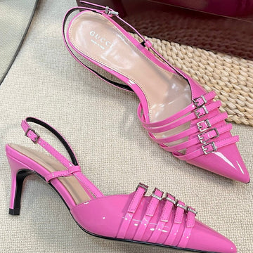Gc Regent Buckles Slingback Pink Patent Leather 294603
