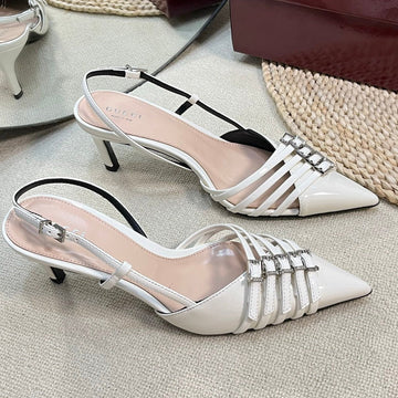 Slingback Pump 6 Cm In White Glossy Calfskin