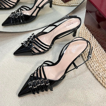 Slingback Pump 6 Cm In Black Glossy Calfskin