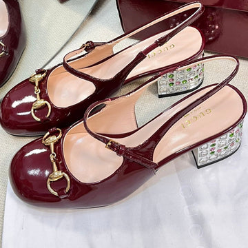 Gc Horsebit Slingback With Crystal 60MM Rosso Ancora Red Patent Leather 294600