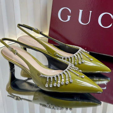 Gc 25 Embellished Slingback Dark Green Patent Leather 294626