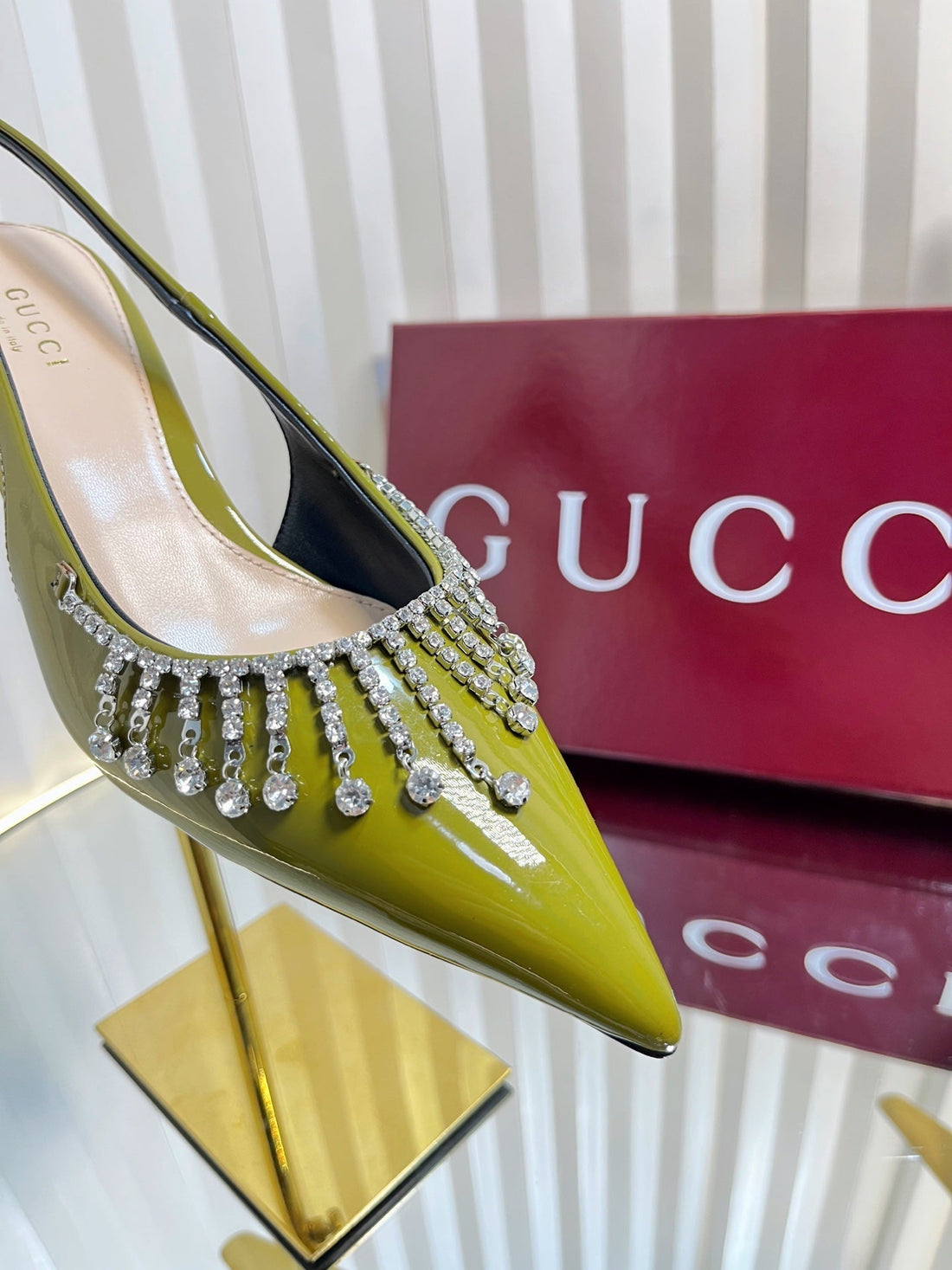 Gc 25 Embellished Slingback Dark Green Patent Leather 294626