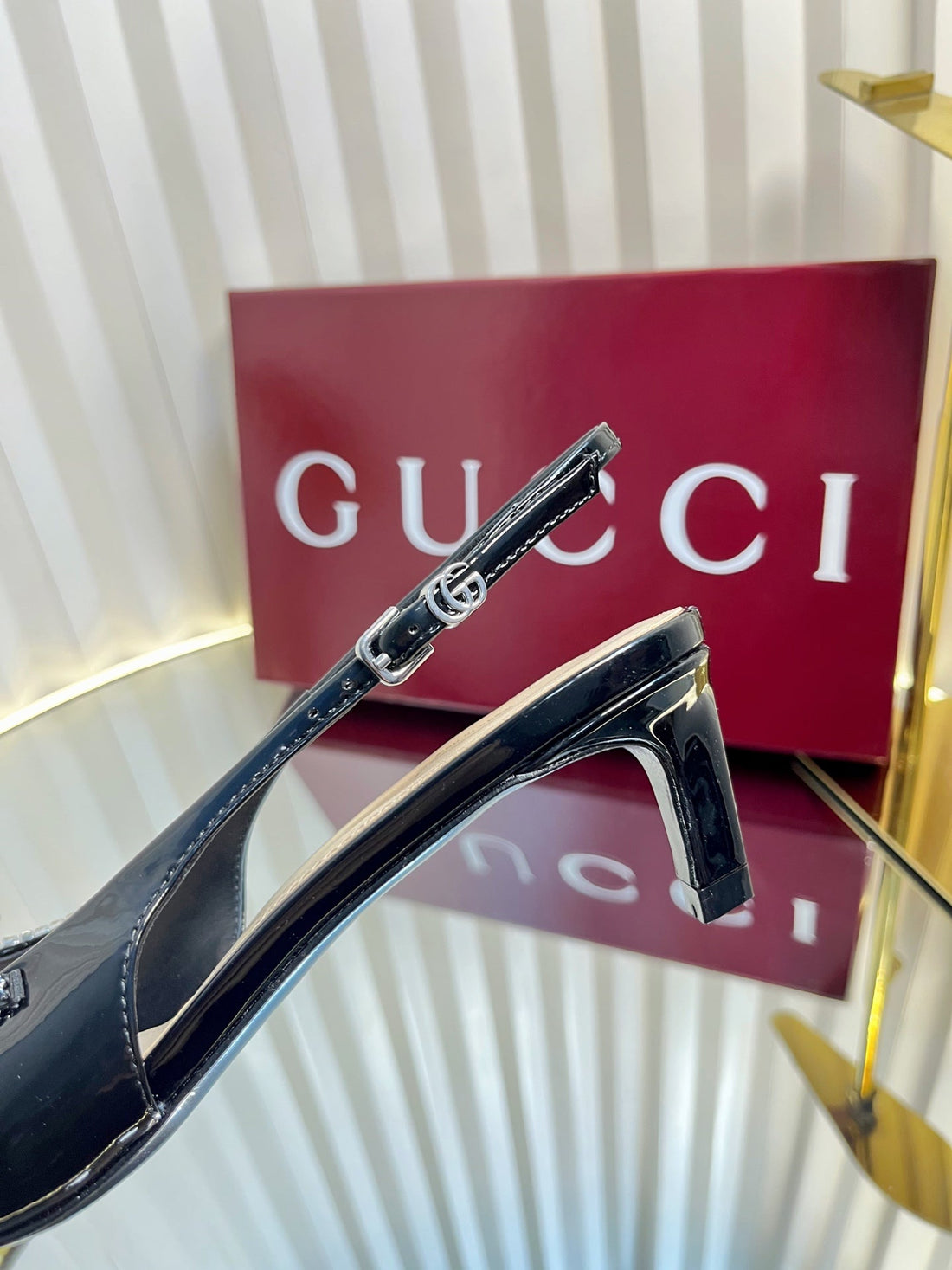 Gc 25 Embellished Slingback Black Patent Leather 294628