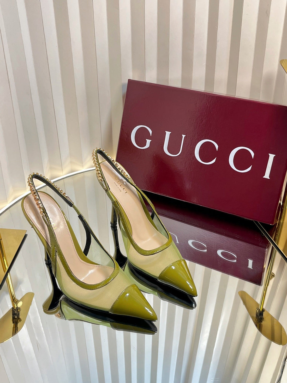 Gc Signoria Slingback Pump Avocado Green Mesh Sheepskin 294522