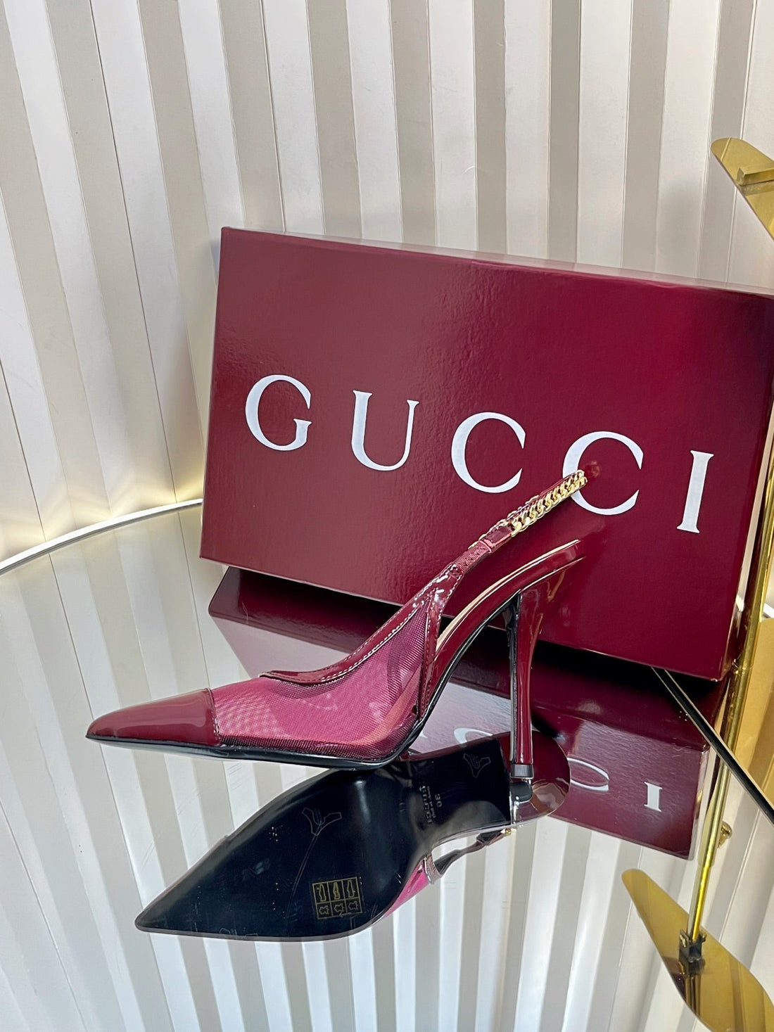 Gc Signoria Slingback Pump Rosso Ancora Mesh Sheepskin 294520
