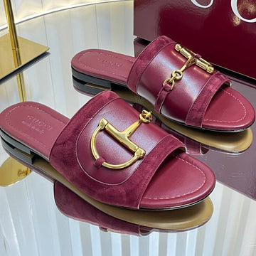 Gc 25 Horsebit Sandals 10MM Red Suede Sheepskin 294649