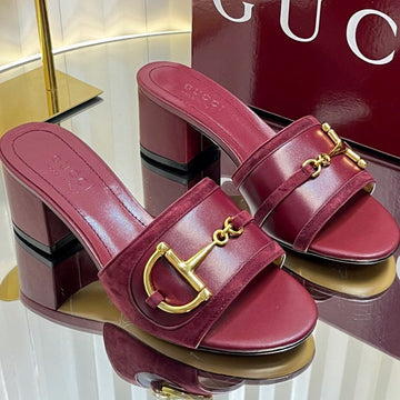 Gc 25 Horsebit Sandals 50MM Red Suede Sheepskin 294653