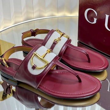 Gc 25 Thong Sandal Red Canvas Sheepskin 294669