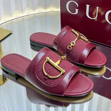 Gc 25 Horsebit GG Sandals Red Canvas 294673