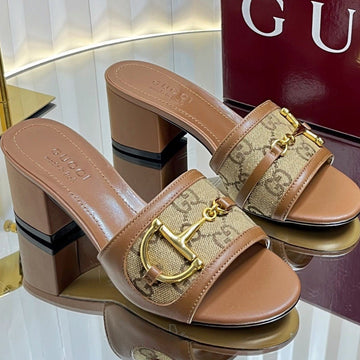 Gc 25 Horsebit GG 50MM Sandals Brown Canvas 294678