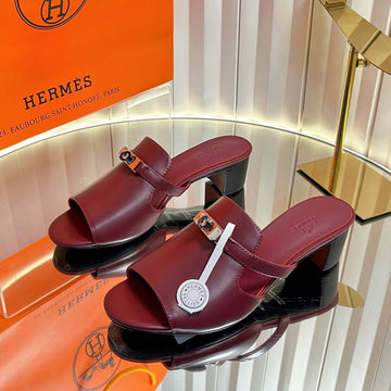 Hm Candy Sandal 5CM Burgundy Calfskin 616225