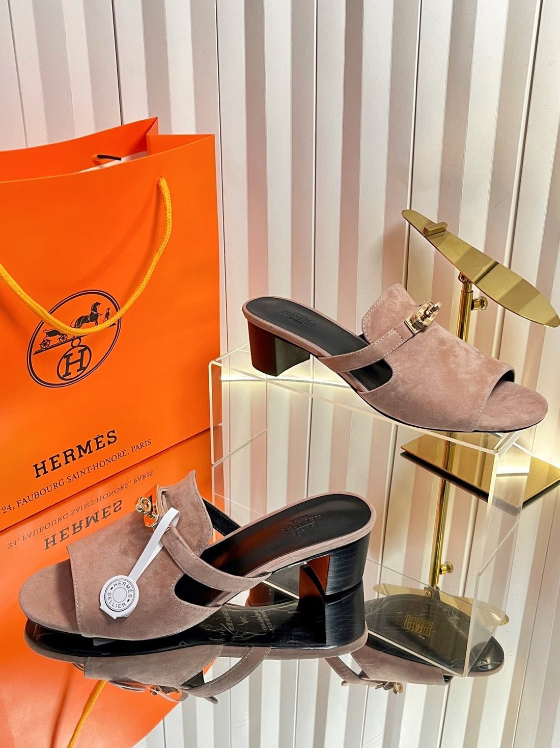 Hm Candy Sandal 5CM Light Taupe Suede 616227