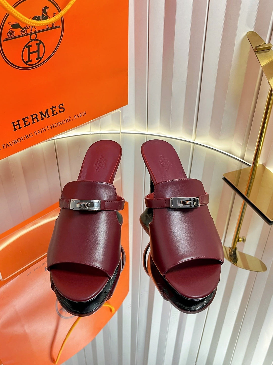 Hm Cute Sandal 7CM Burgundy Calfskin 616211