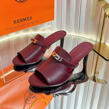 Hm Cute Sandal 7CM Burgundy Calfskin 616211