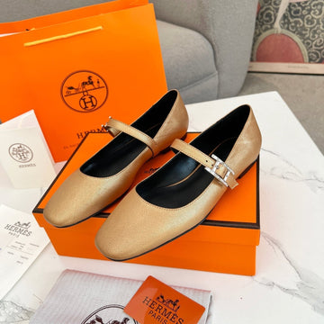 Jane Ballet Flat Gold Calfskin 214067