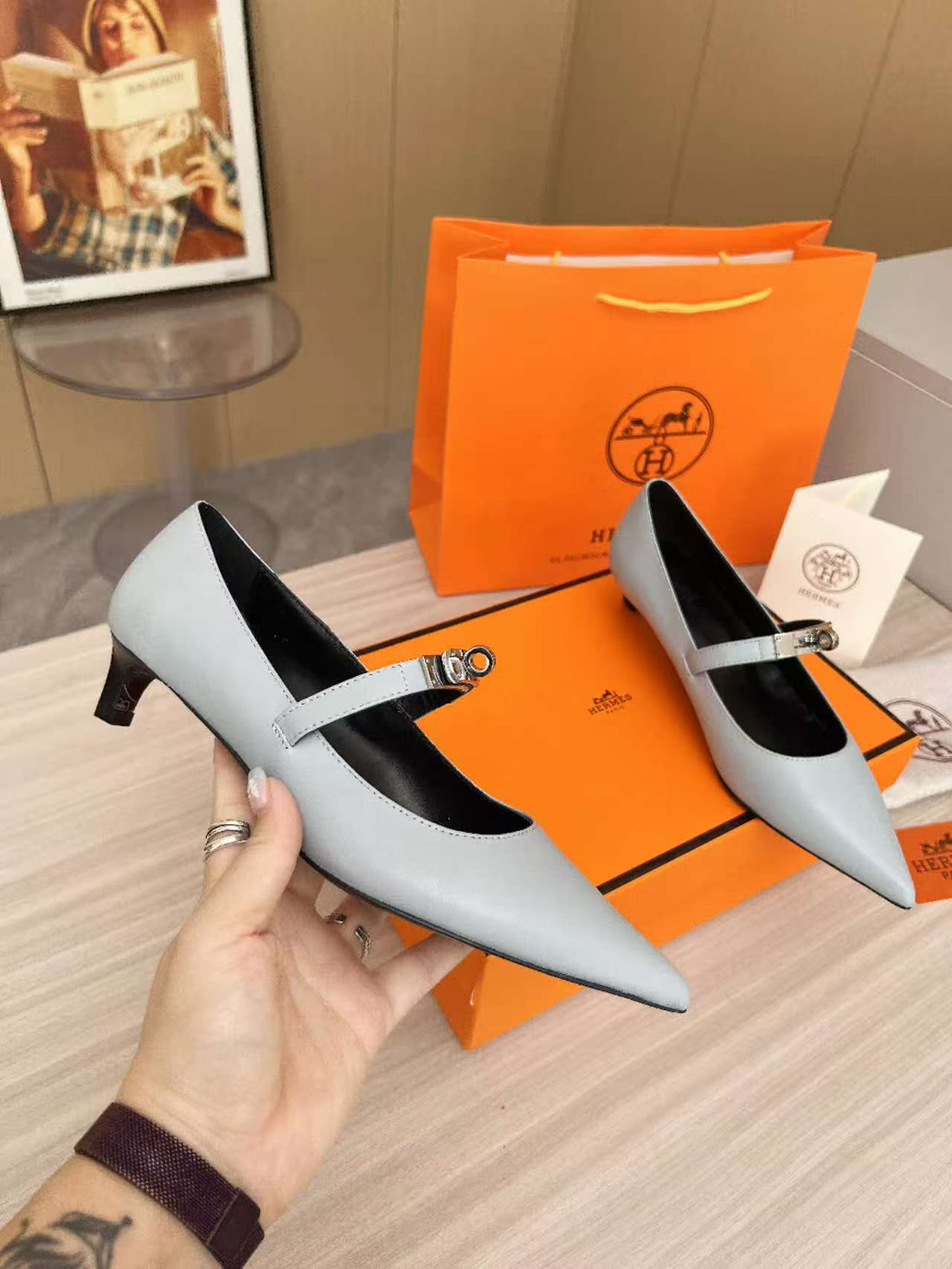 Kiara 40 Pump Grey Calfskin 214053