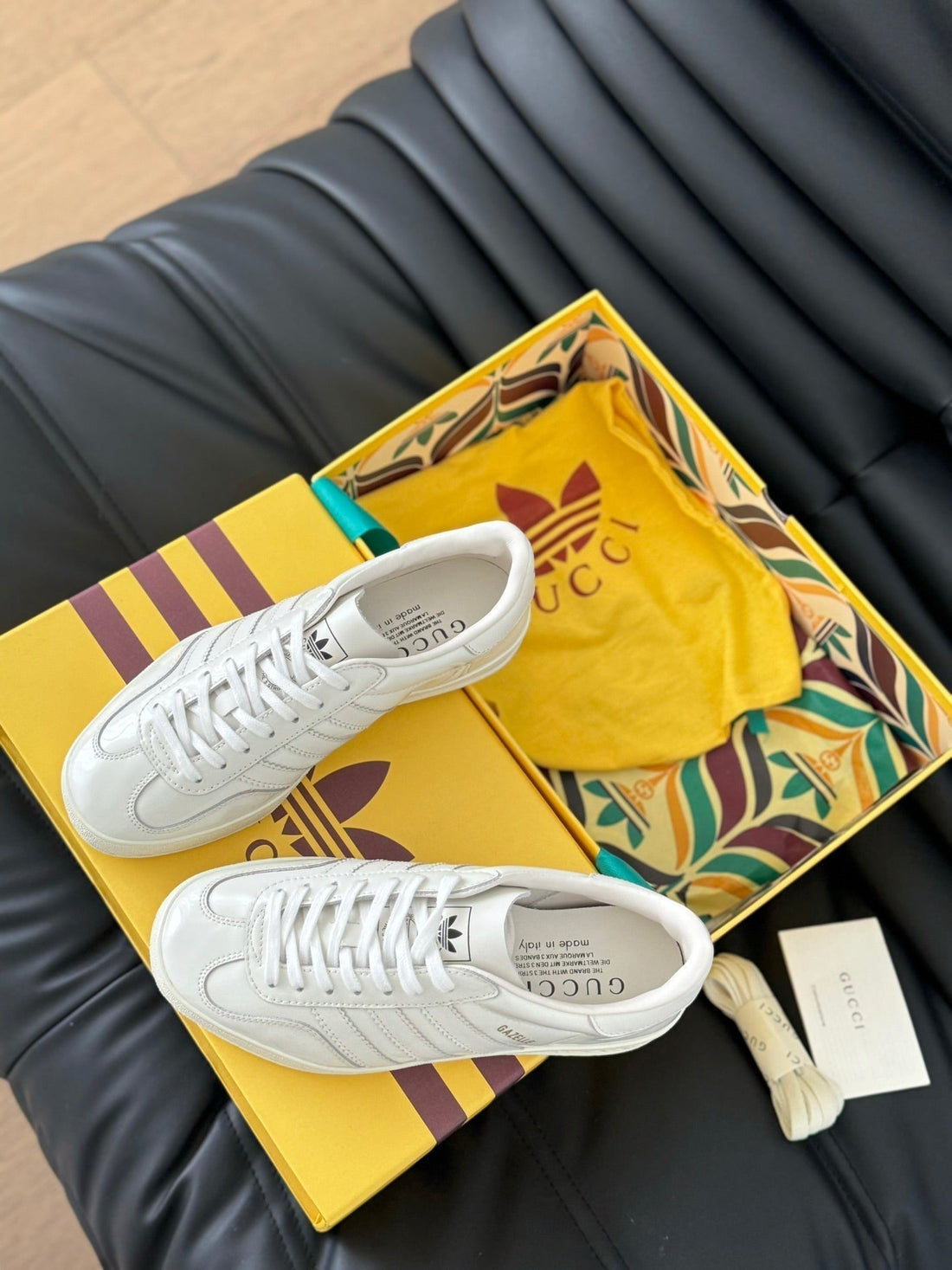 GG & Adidas Gazelle Sneaker White Calfskin