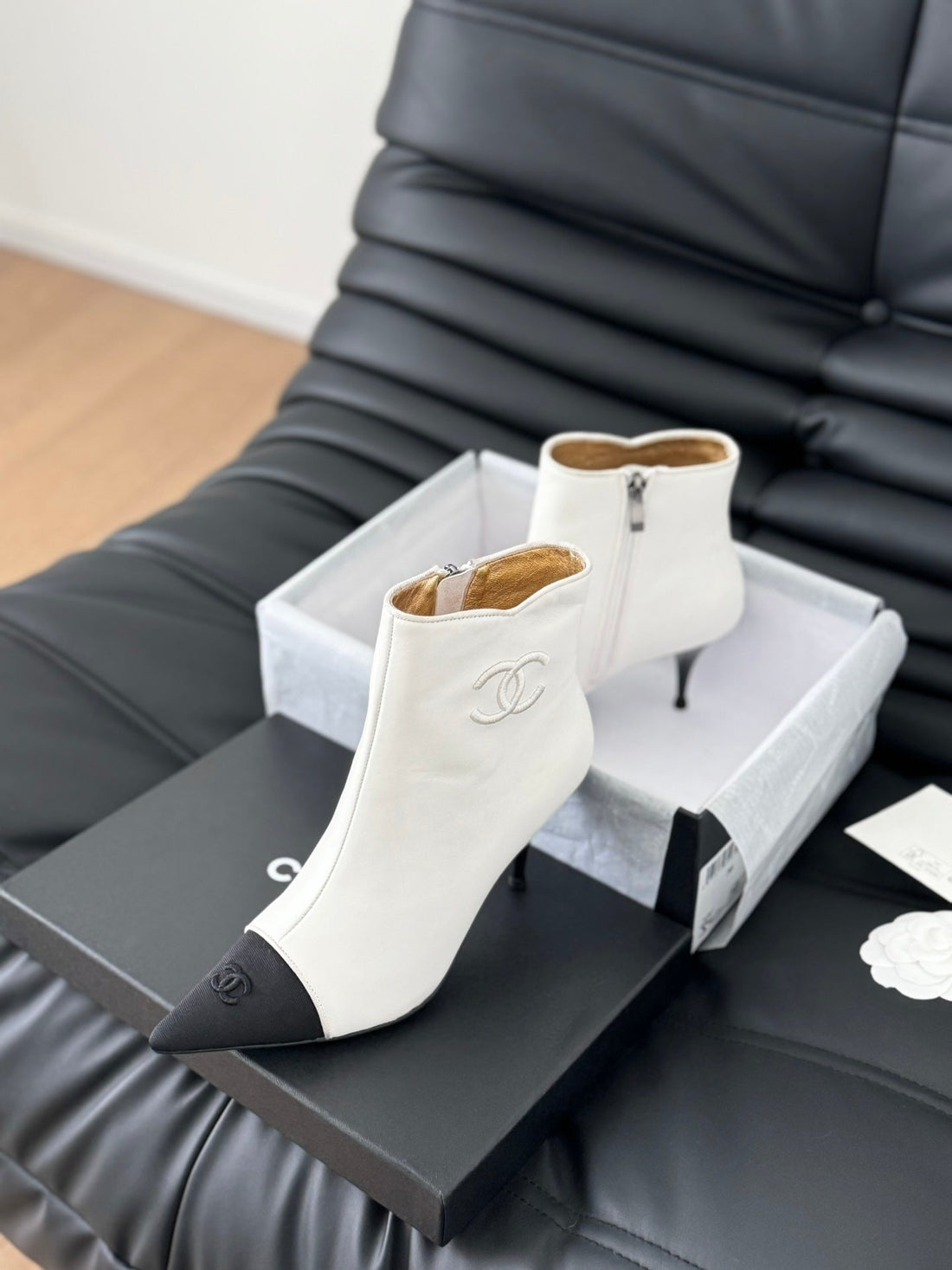 CC Short Boots 80 Heel White Calfskin