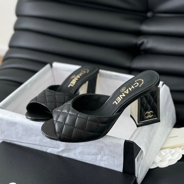 CC Sandal 70 Black Quilted Calfskin