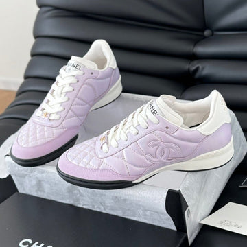 CC Sneaker In Pale Purple Mix White Embroidered Lambskin