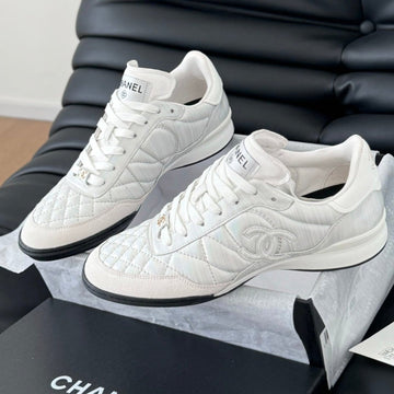 CC Sneaker In White Embroidered Lambskin