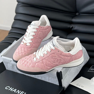 CC Sneaker In Light Pink Mix White Embroidered Lambskin