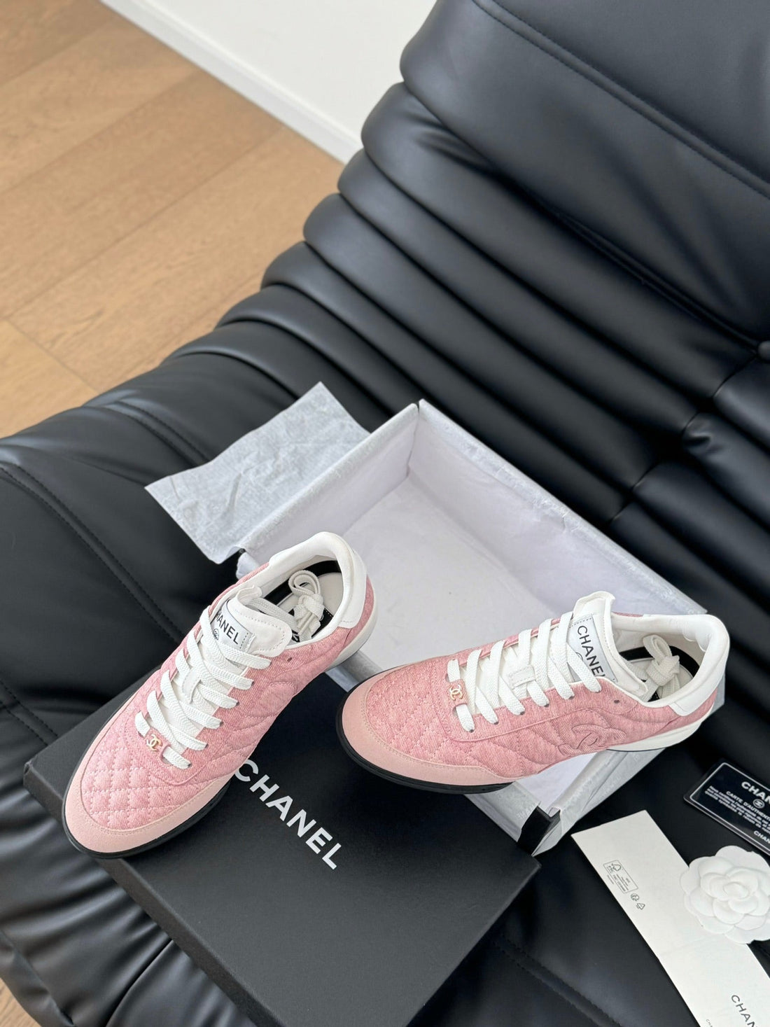 CC Sneaker In Light Pink Mix White Embroidered Lambskin