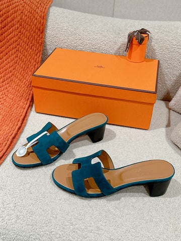 Hm Oasis Sandals Teal Calfskin 312714