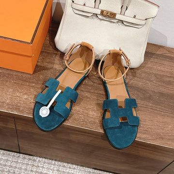 Hm Santorini Sandals Teal Cowhide 312582