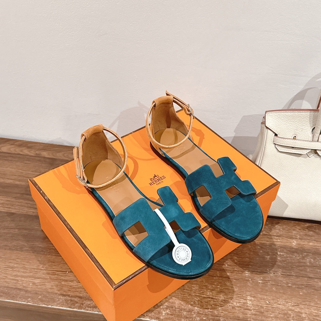 Hm Santorini Sandals Teal Cowhide 312582