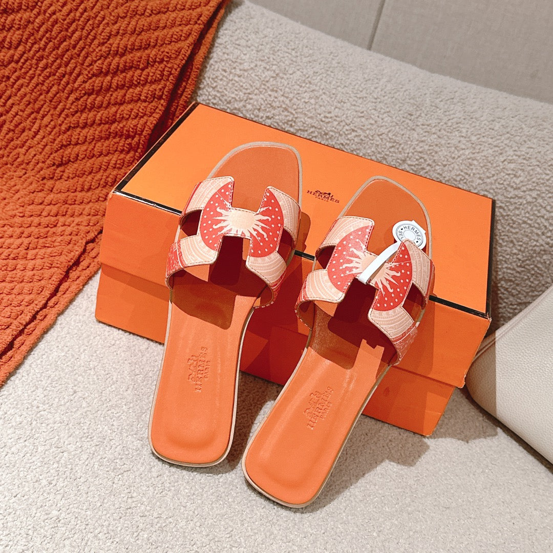 Hm 3D Oran Sandals Orange Calfskin 243962