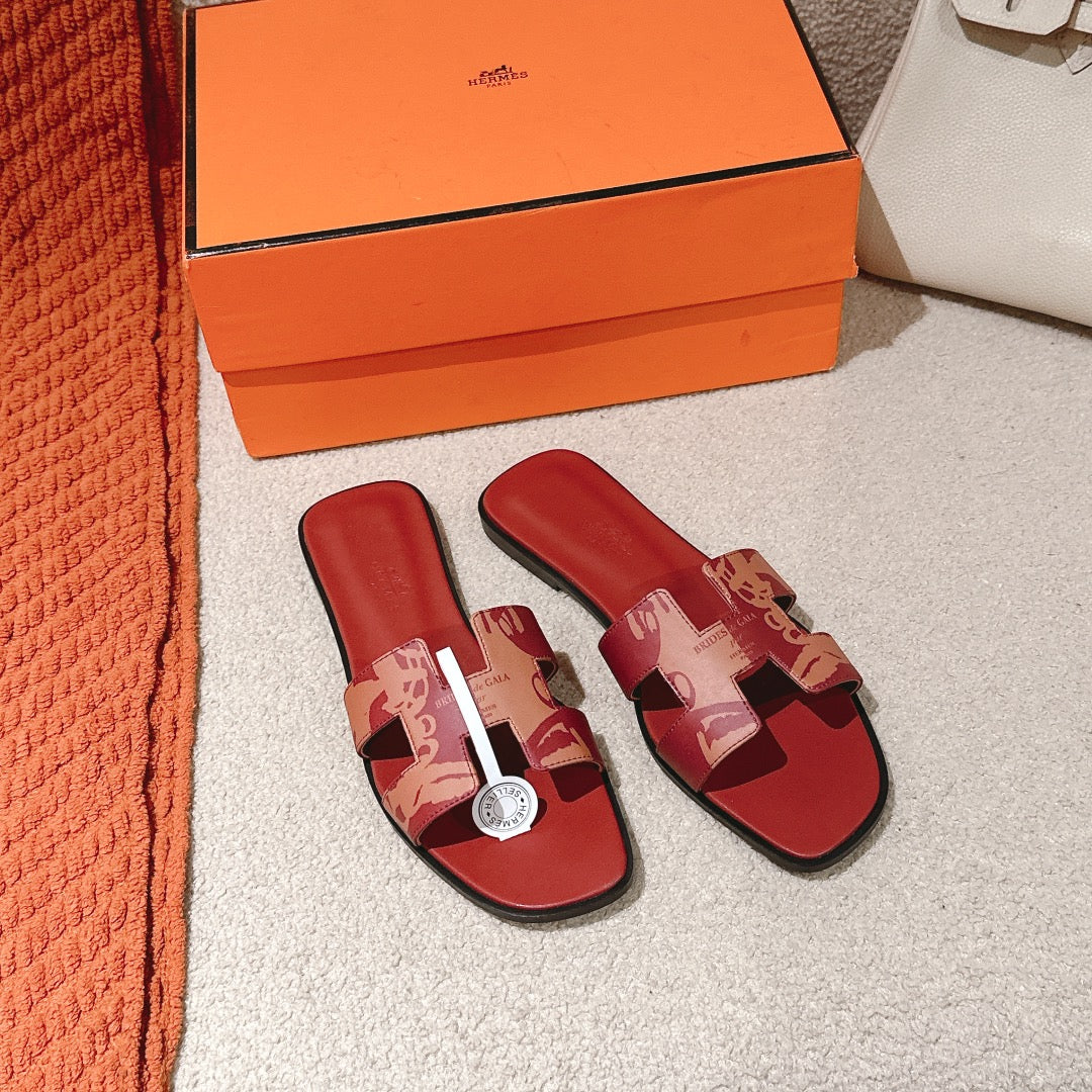 Hm 3D Oran Sandals Red Calfskin 243966