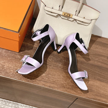 Hm Buckle Sandals Purple Calfskin 308181