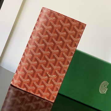 Richelieu Checkbook Wallet 19 In Persian Red Goyardine Canvas And Calfskin