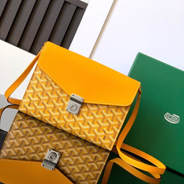 Chypre Wallet-Pouch 21 In Yellow Goyardine Canvas And Calfskin
