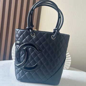 CC 25S Cambon Ligne Tote Bag 24CM In Black Calfskin