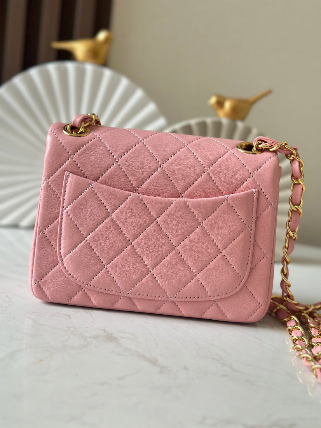 CC Mini Classic Handbag Pink Lambskin Ghw