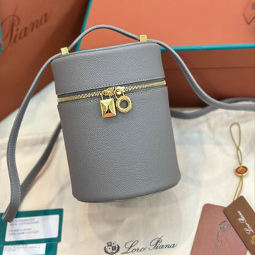 Extra Case Medium 16 Bag In Dove Gray Smooth Calfskin With Gold Hardware