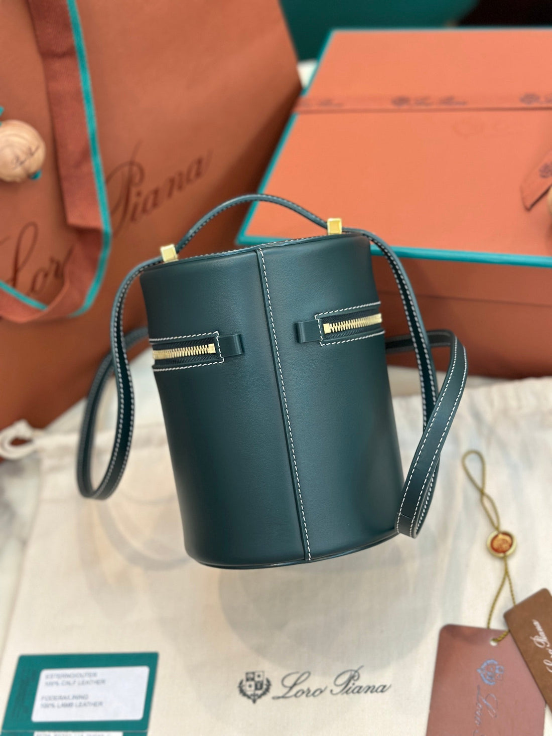 Extra Case Medium 16 Bag In Peacock Blue Smooth Calfskin With Gold Hardware