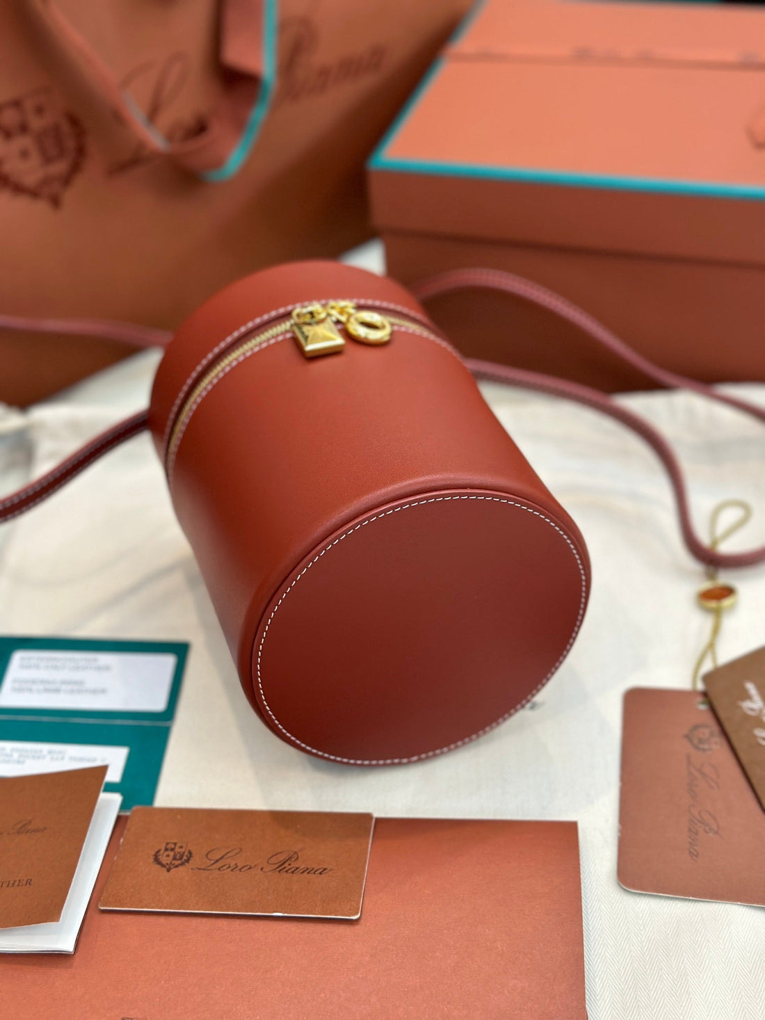 Extra Case Medium 16 Bag In Mars Red Smooth Calfskin With Gold Hardware