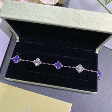 Vca Clover Vintage Violet 5 Motifs Sliver Bracelet
