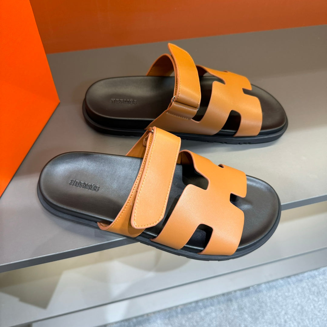 Hm Chypre Sandal Tangerine Calfskin