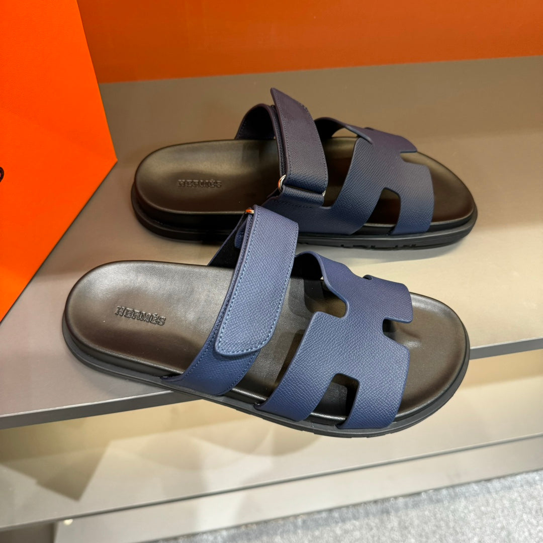 Hm Chypre Sandal Navy Epsom Calfskin